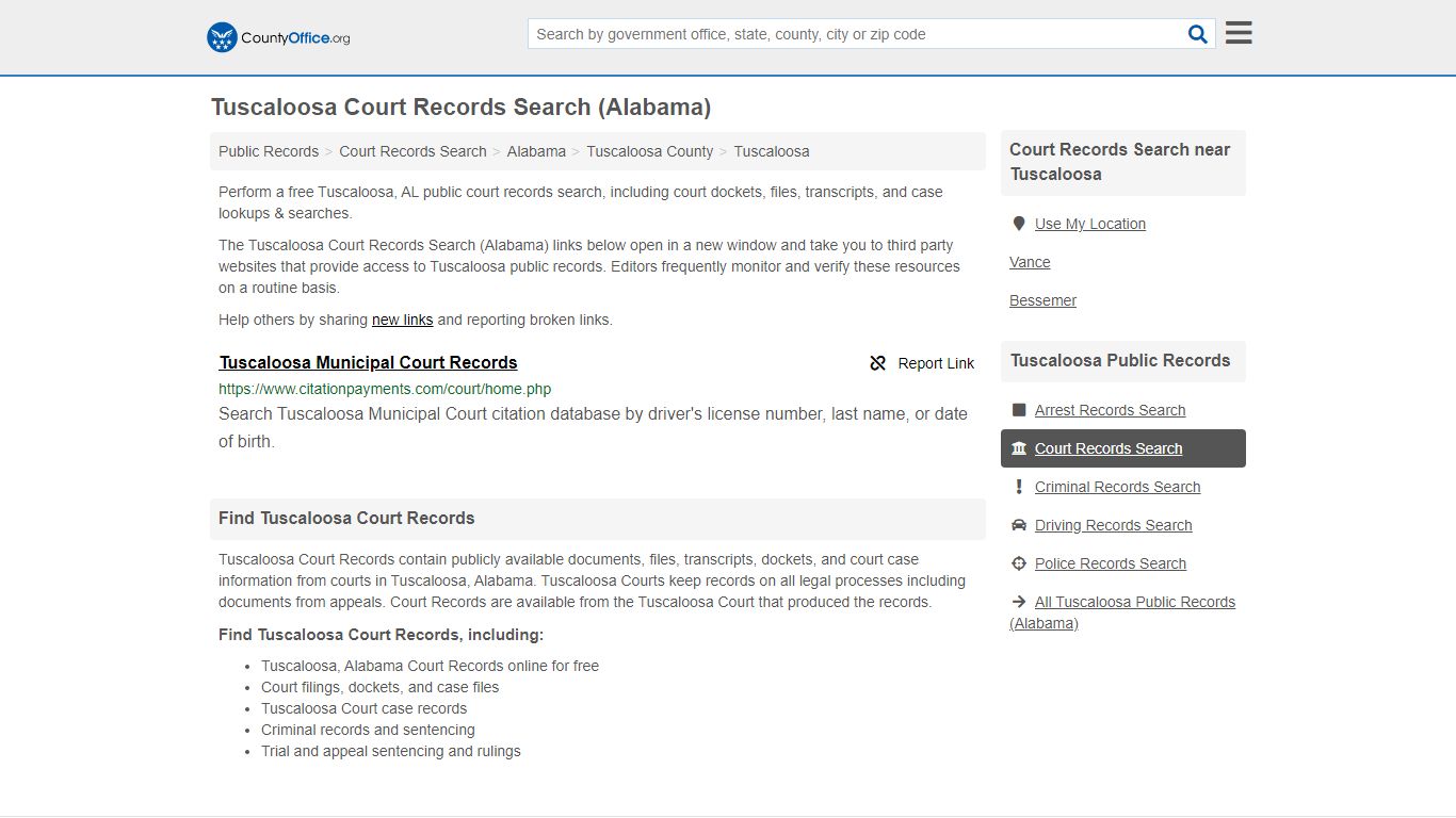 Tuscaloosa Court Records Search (Alabama) - County Office